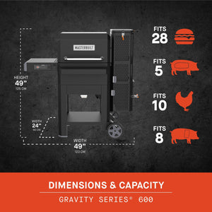 Masterbuilt Gravity Series 600 Digital WiFi Charcoal Grill and Smoker with PIZZA OVEN ATTACHMENT